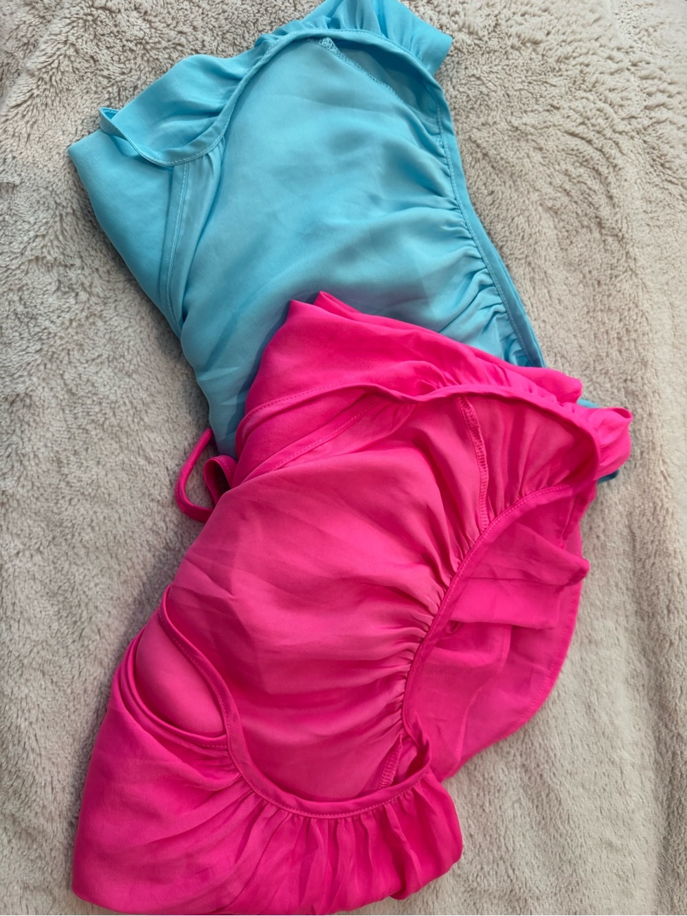 Hot Pink & Aqua Blue Flowy Tunic Blouse Bundle
